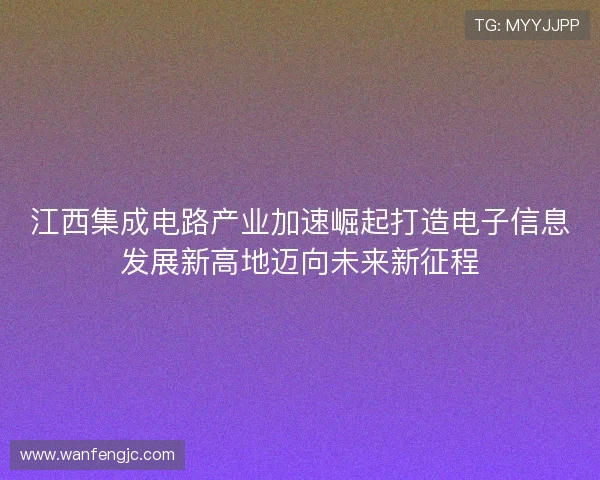 江西集成电路产业加速崛起打造电子信息发展新高地迈向未来新征程 江西集成电路产业加速崛起打造电子信息发展新高地迈向未来新征程